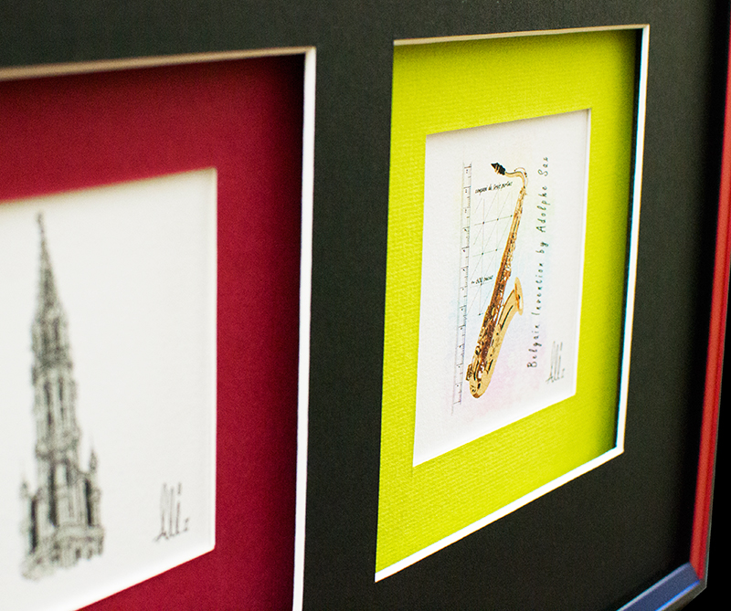 detail of mat board mounting