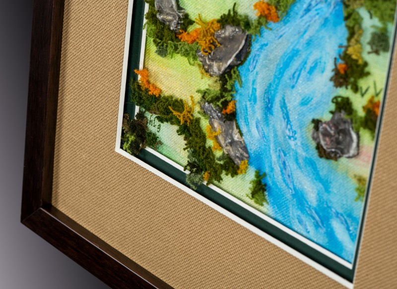 Detail of mixed media picture framing #2