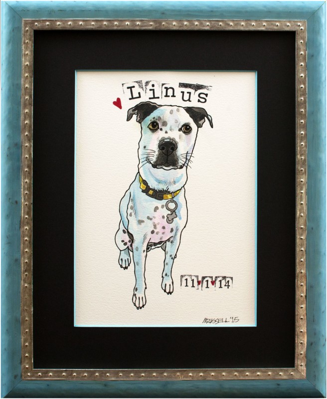 Image of Dog Portrait in Decorative Wooden Frame