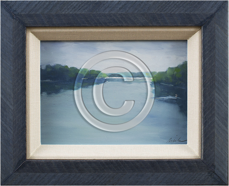 Image of River Painting in Blue Frame