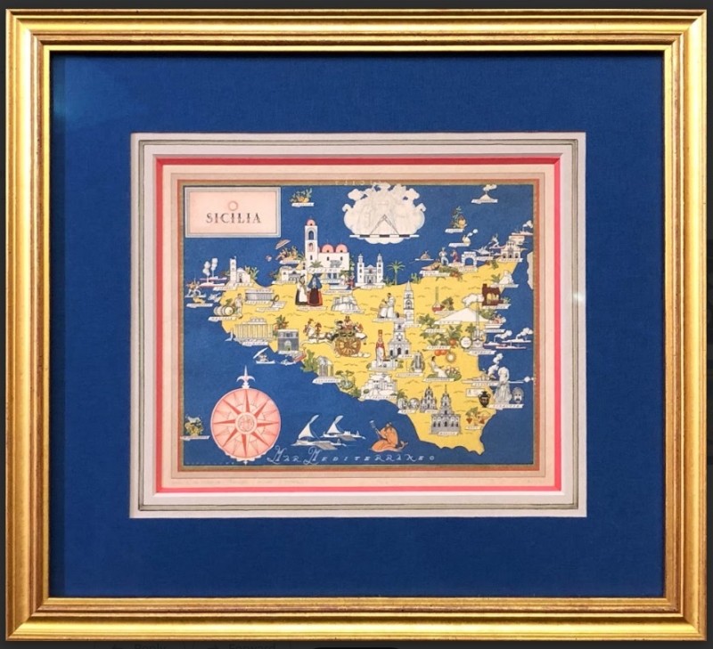 Image of Framed Sicilia Map