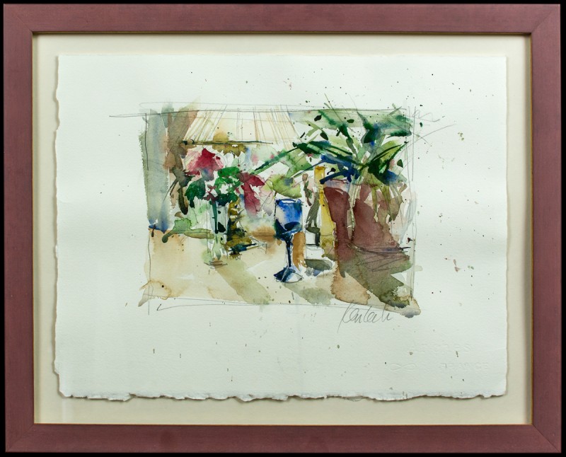 Image of Watercolor Painting Floated on a Mat Board